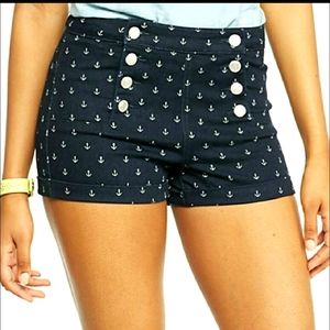 High-Waisted Nautical Shorts